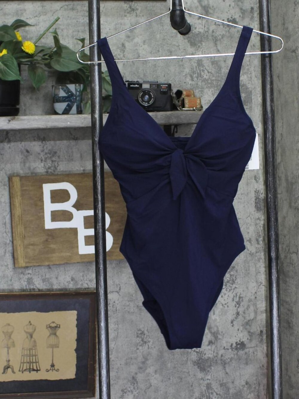 Robin Piccone Womens Ava Knot One Piece Swimsuit 251716 Navy Blue 6
